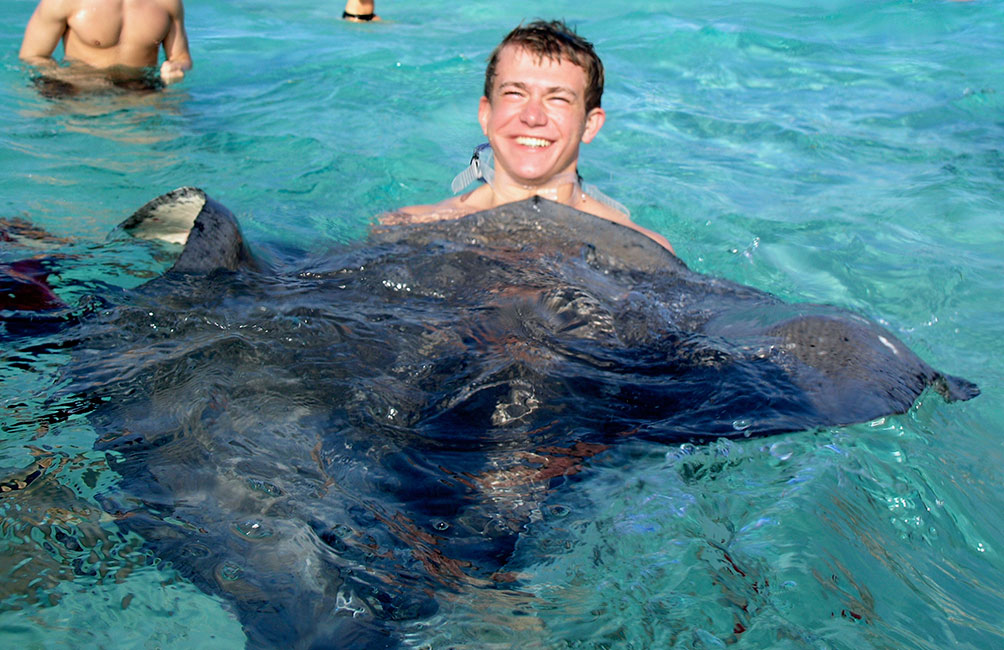 Anthony with the Stingrays in Cayman